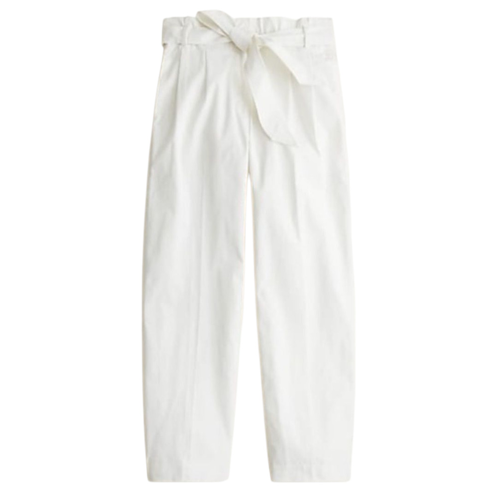 J.Crew Tie Waist Ripstop Cotton Pants White Paperbag High Rise Cropped Tapered 2